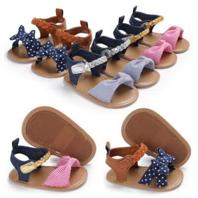 Newborn Infant Baby Girls Bow-Knot Sandals Summer Moccasin Shoes 1st Prewalker